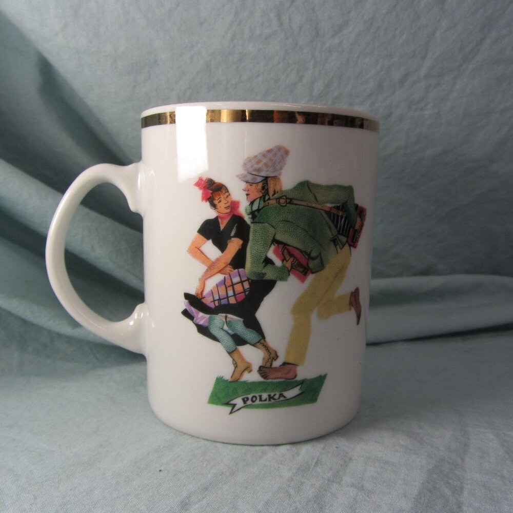 *BOGO mugs* 12 oz mug vintage Favolina Poland Polka folk dancers (w1537)